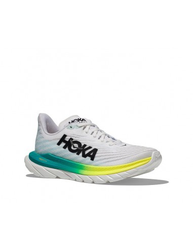 Womens Hoka Mach 5 Wide in White/Blue Glass votre