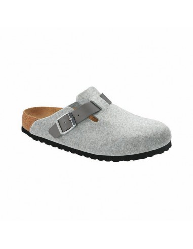 Womens Birkenstock Boston Wool/Oiled Leather Narrow in Light Gray/Iron Economisez 