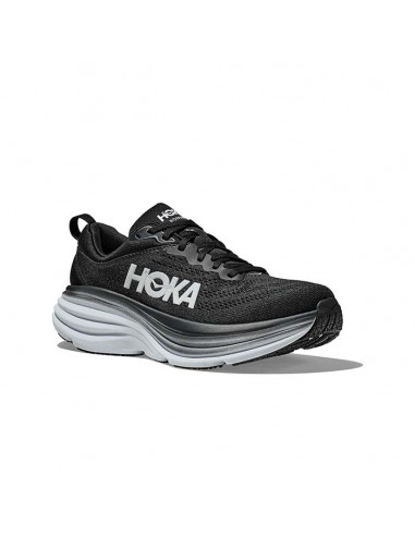 Mens Hoka Bondi 8 Wide in Black/White Paris Déstockage Promo