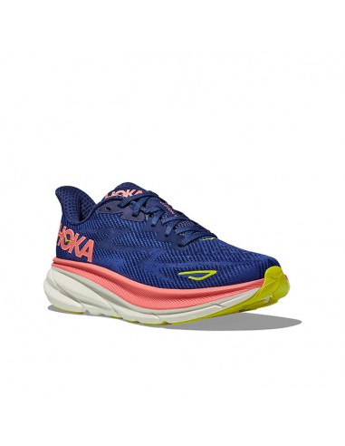 Womens Hoka Clifton 9 in Evening Sky/Coral la colonne vertébrale